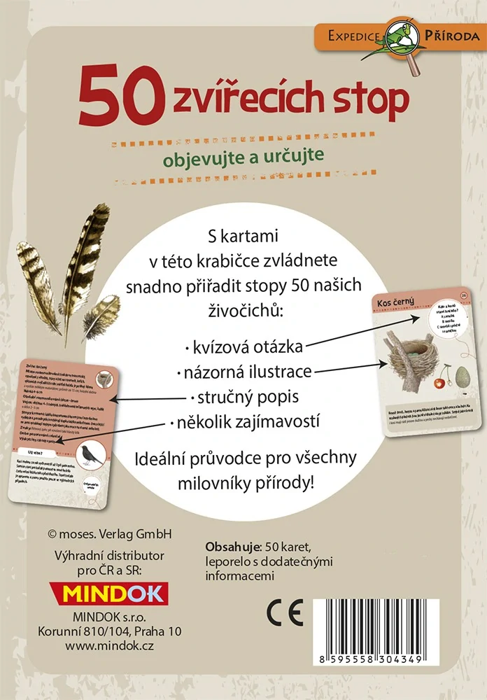 50 druhů zvířecích stop - naučné karty