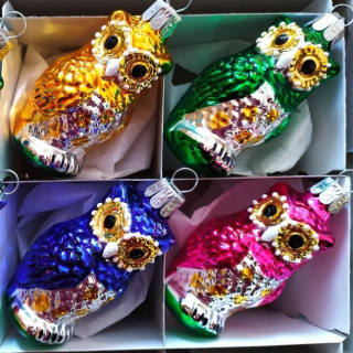 Retro vánoční ozdoba sovička