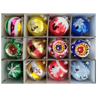 Retro vánoční koule 12 ks