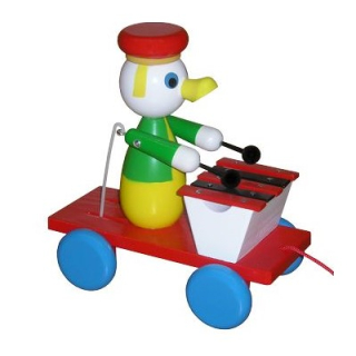 Dřevěný kačer s xylofonem