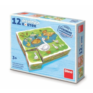 Dřevěné obrázkové kostky Na farmě