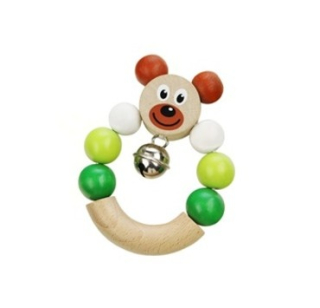 Dřevěné chrastítko medvěd zelené