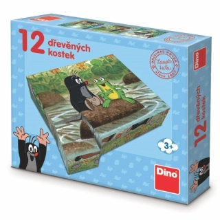 Dřevěné obr. kostky Krtek a zvířátka