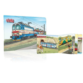 Knížka leporelo Vlaky