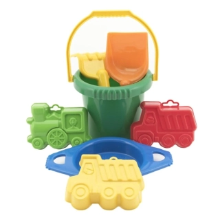 Kbelík sítko lopatka hrabky 3 bábovky