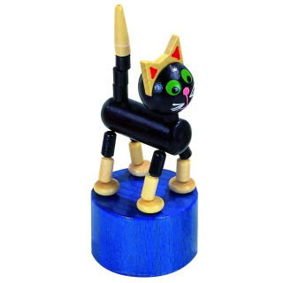 Dřevěná mačkací figurka kočka