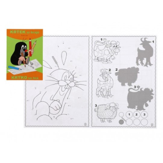 Krtek si hraje omalovánky s úkoly